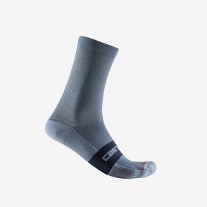 Calcetines Castelli ESPRESSO 15 Hombre Grises Claro Azules | 465783-WAH