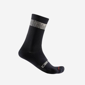 Calcetines Castelli UNLIMITED 18 Hombre Negros Plateados | 713462-PHN