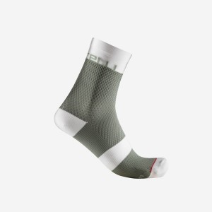 Calcetines Castelli VELOCISSIMA 12 Mujer Verdes Blancos | 567204-PXV