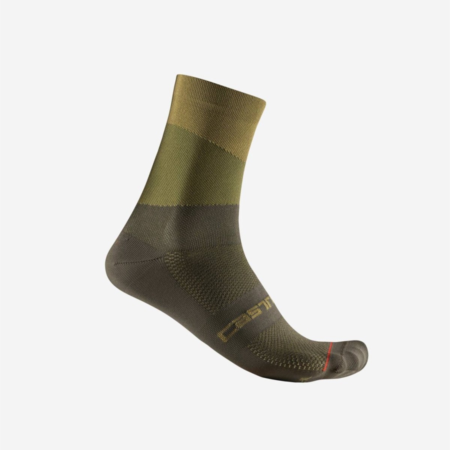 Calcetines Castelli ORIZZONTE 15 Hombre Verde Oliva Verdes Oscuro | 685927-ZUP