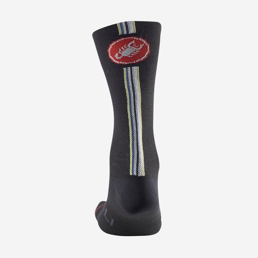 Calcetines Castelli RACING STRIPE 18 Hombre Negros | 064759-TDS