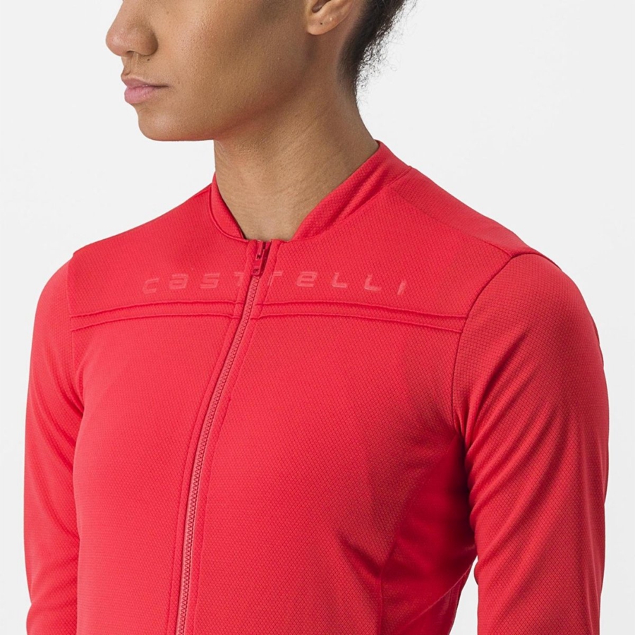 Camiseta Castelli ANIMA 4 LONG SLEEVE Mujer Rojos | 271869-ULE