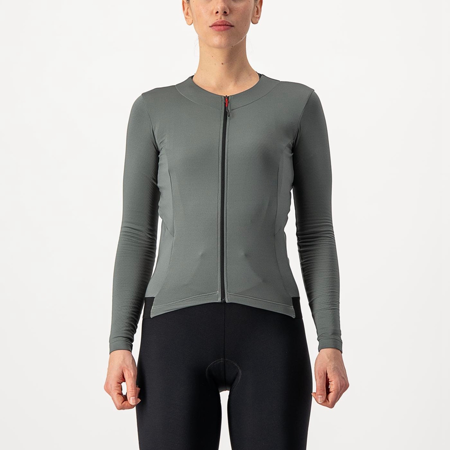 Camiseta Castelli FLY LS W Mujer Grises | 024157-GTO