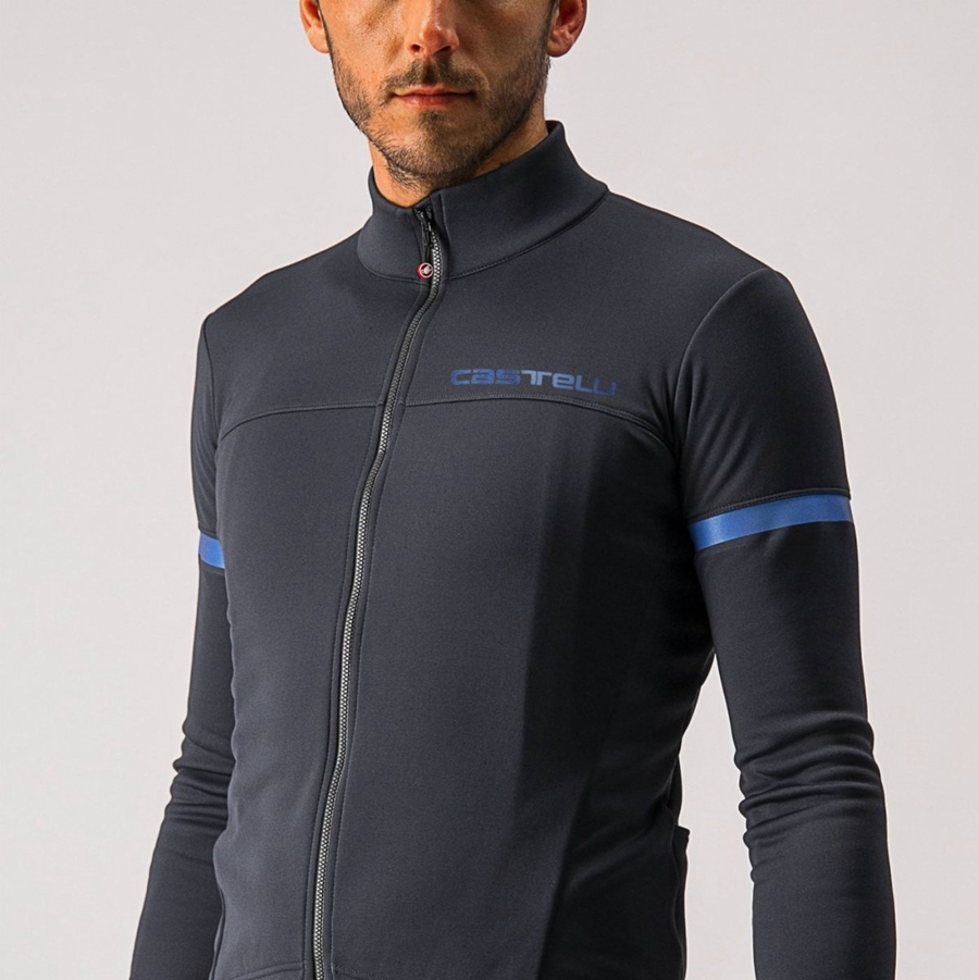 Camiseta Castelli FONDO 2 FZ Hombre Negros Azules | 387491-JMQ