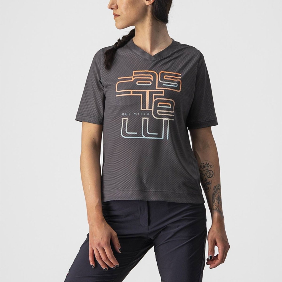 Camiseta Castelli TRAIL TECH W TEE Mujer Grises Oscuro | 546321-VJP