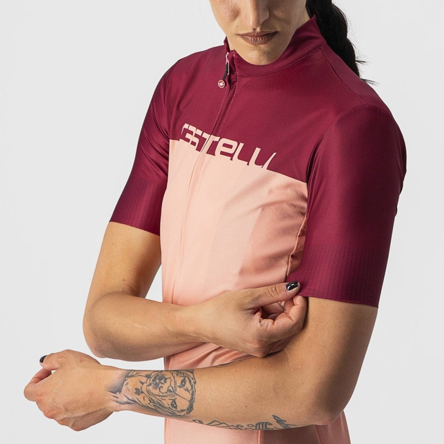 Camiseta Castelli VELOCISSIMA Mujer Rosas Vino | 039672-ELH