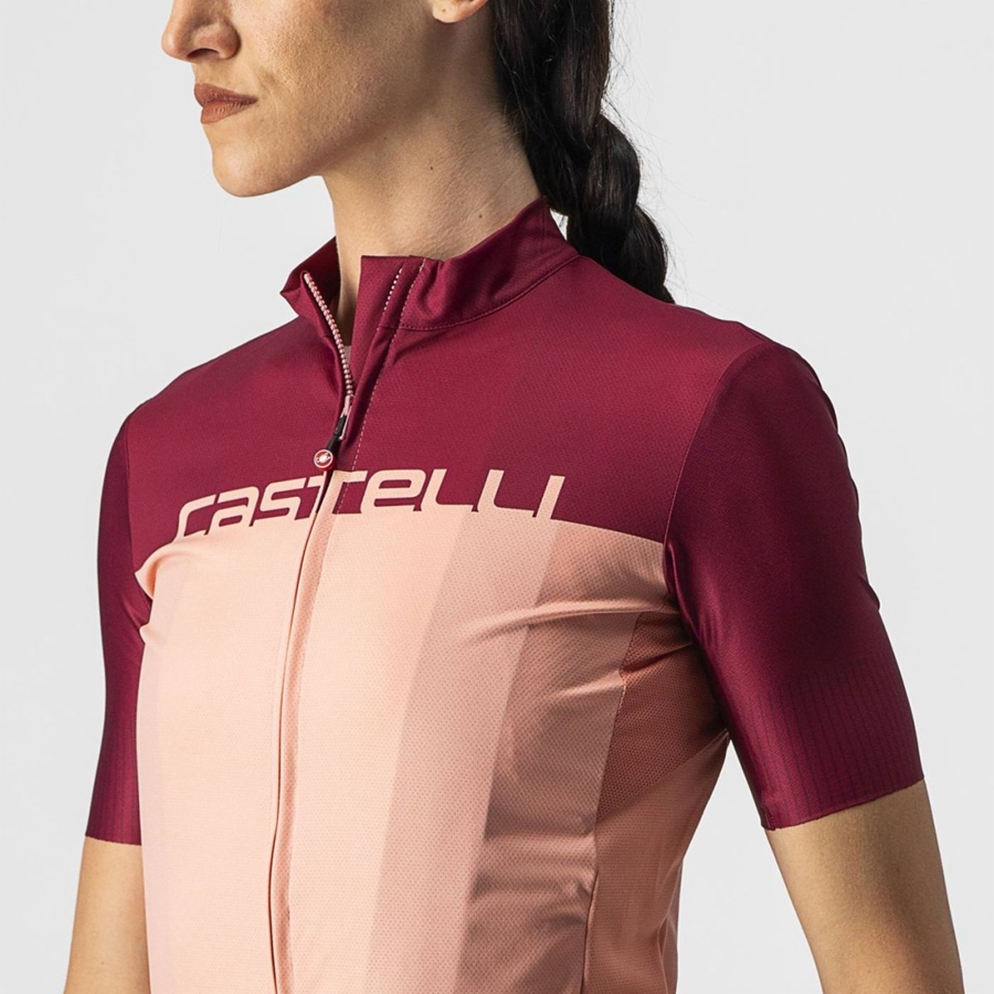 Camiseta Castelli VELOCISSIMA Mujer Rosas Vino | 039672-ELH