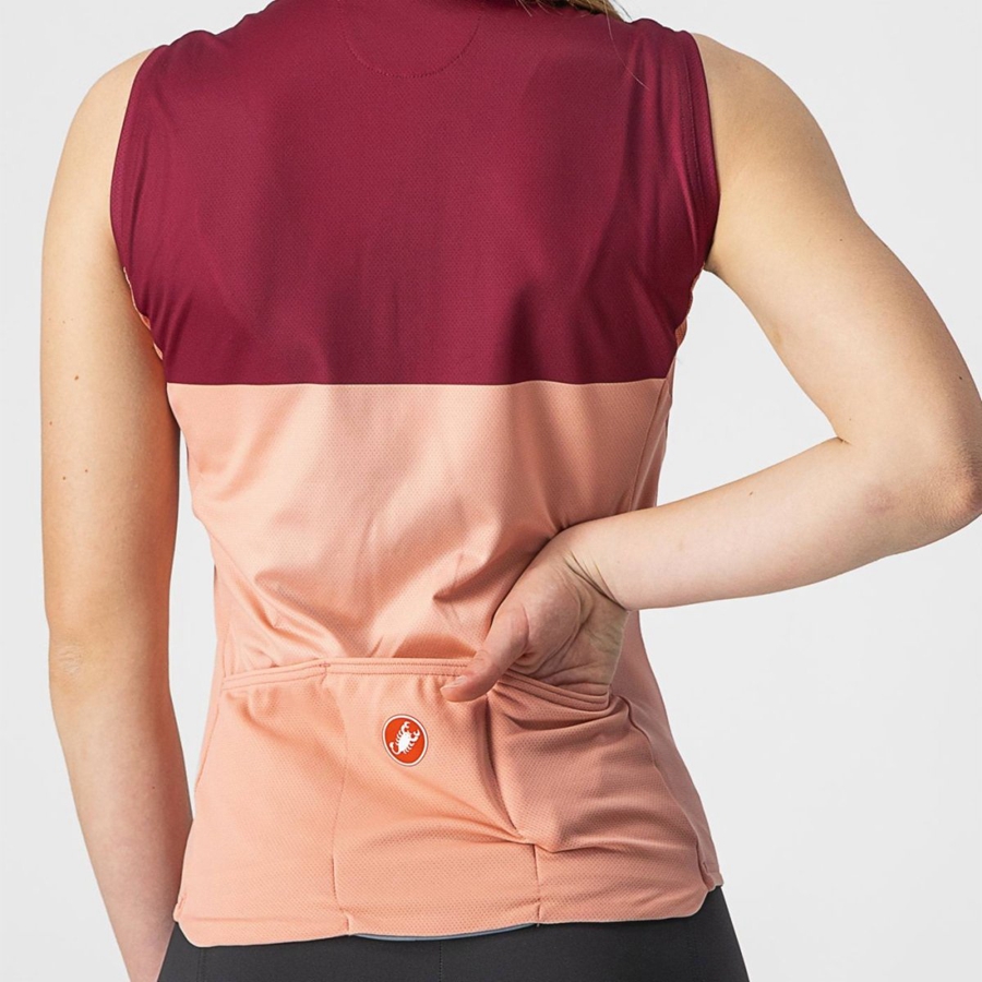 Camiseta Castelli VELOCISSIMA SLEEVELESS Mujer Rosas Vino | 780945-DRB