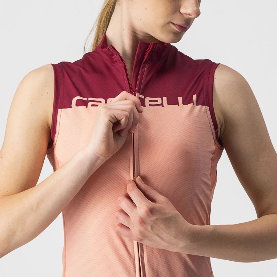 Camiseta Castelli VELOCISSIMA SLEEVELESS Mujer Rosas Vino | 780945-DRB