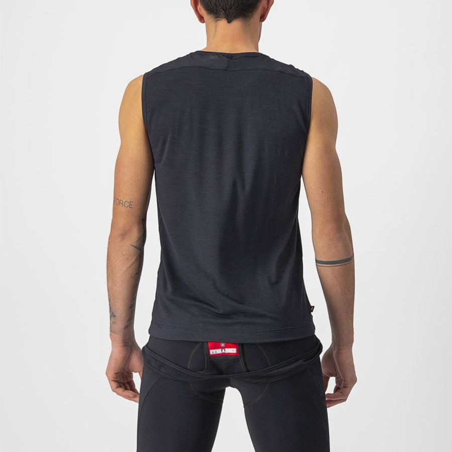 Capa Base Castelli BANDITO WOOL SLEEVELESS Hombre Negros | 538046-UGT