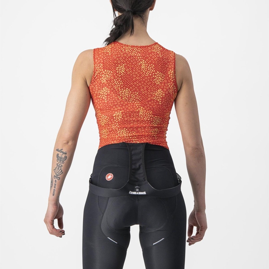 Capa Base Castelli PRO MESH 4 W SLEEVELESS Mujer Naranjas | 273109-FUY