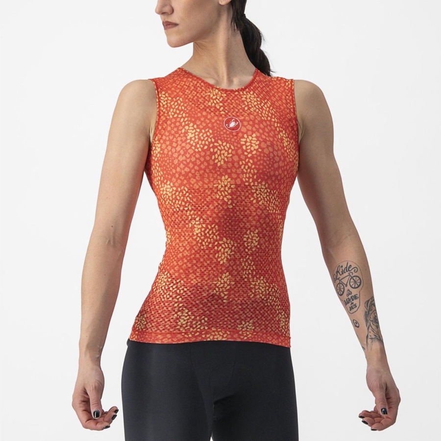 Capa Base Castelli PRO MESH 4 W SLEEVELESS Mujer Naranjas | 273109-FUY