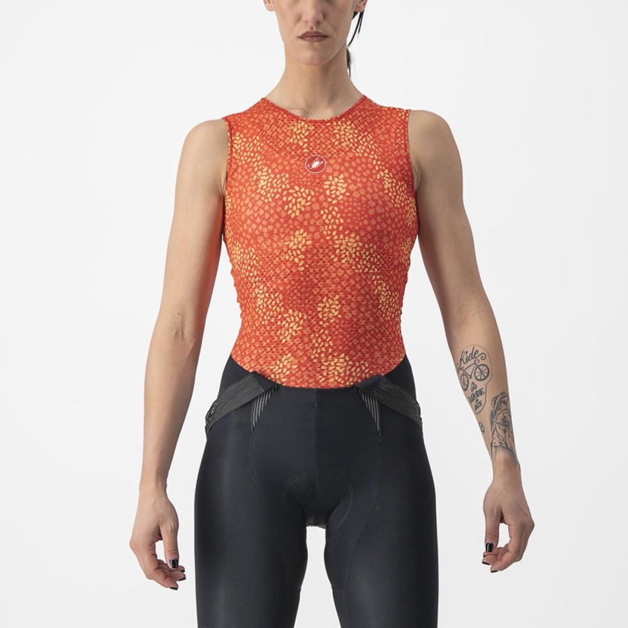 Capa Base Castelli PRO MESH 4 W SLEEVELESS Mujer Naranjas | 273109-FUY