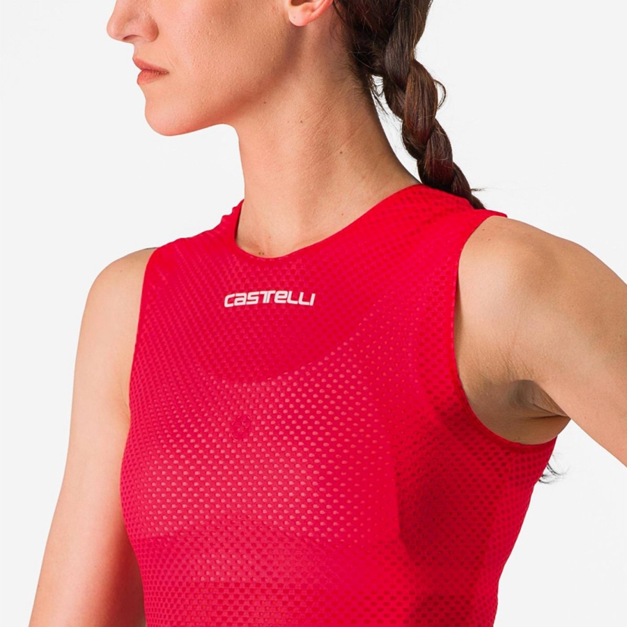 Capa Base Castelli PRO MESH W SLEEVELESS Mujer Rojos | 839025-CKN