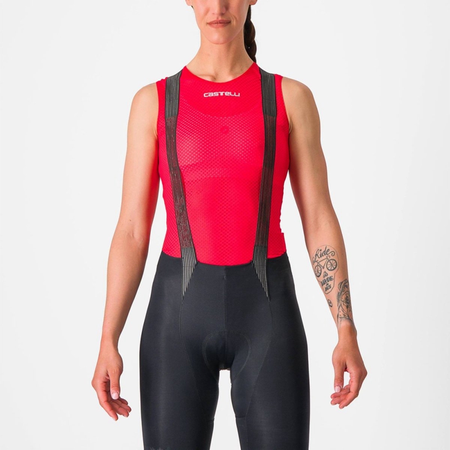 Capa Base Castelli PRO MESH W SLEEVELESS Mujer Rojos | 839025-CKN