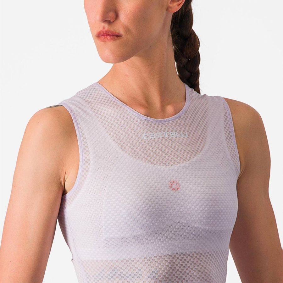 Capa Base Castelli PRO MESH W SLEEVELESS Mujer Morados Blancos | 281673-WSV