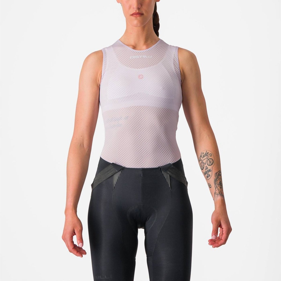 Capa Base Castelli PRO MESH W SLEEVELESS Mujer Morados Blancos | 281673-WSV