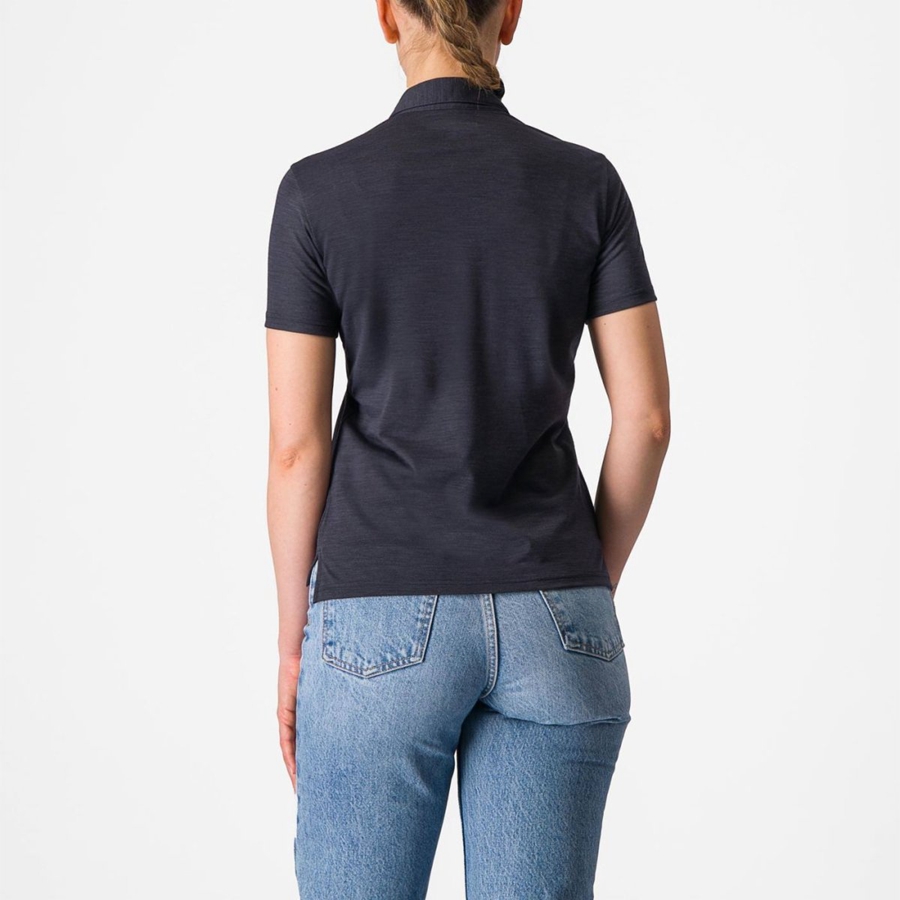 Casual Castelli MERINO W POLO Mujer Negros | 593608-CDB