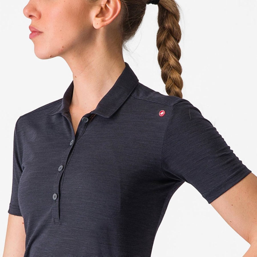 Casual Castelli MERINO W POLO Mujer Negros | 593608-CDB