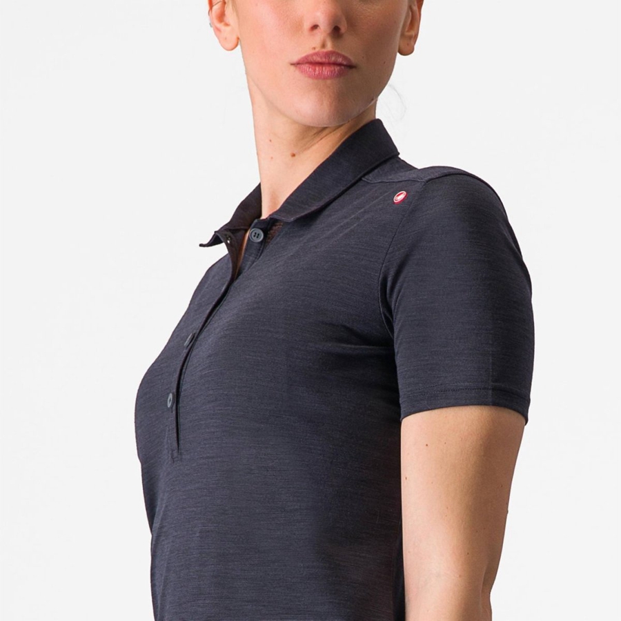 Casual Castelli MERINO W POLO Mujer Negros | 593608-CDB