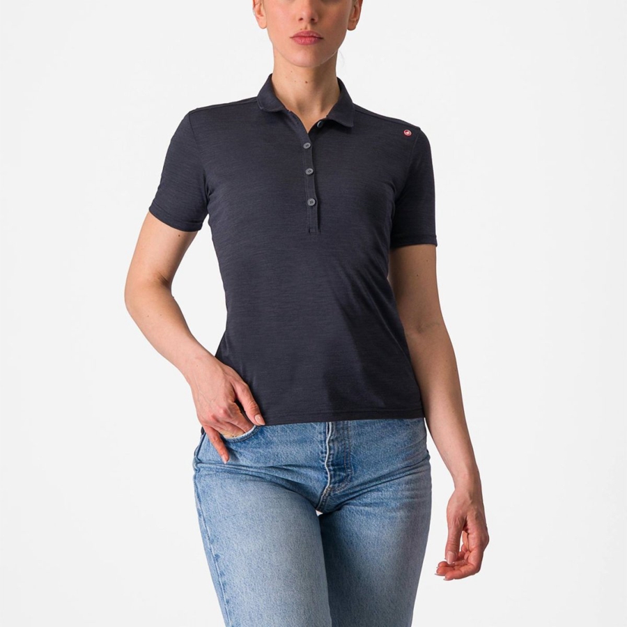 Casual Castelli MERINO W POLO Mujer Negros | 593608-CDB