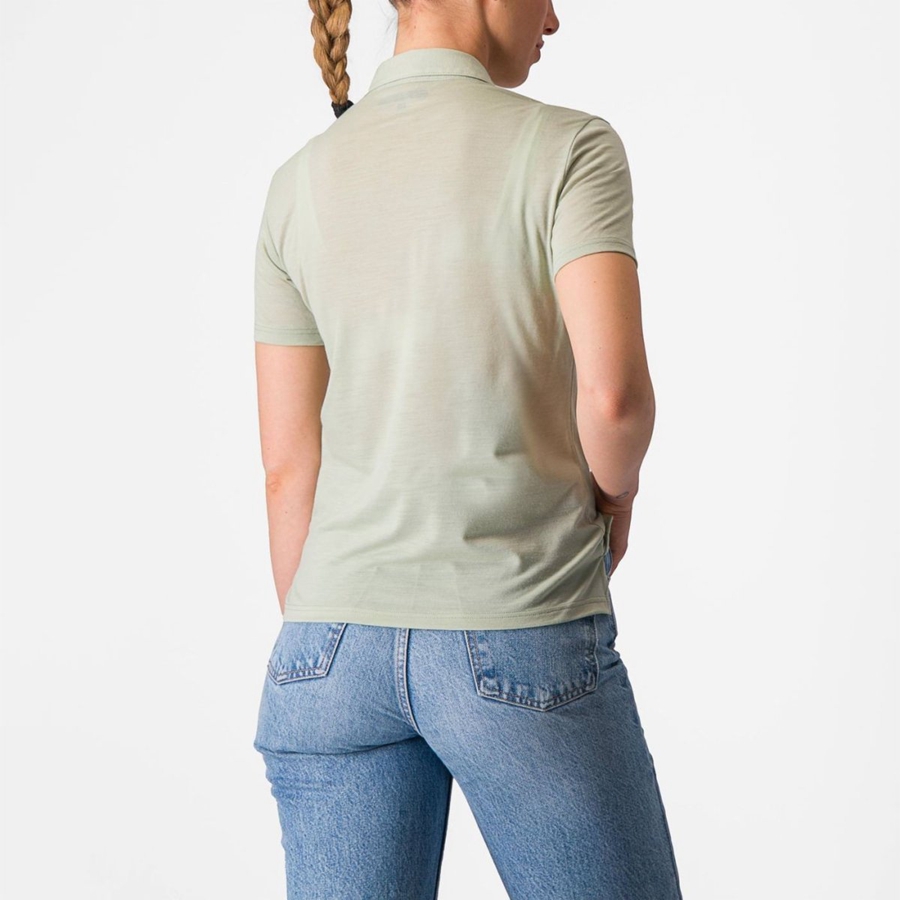 Casual Castelli MERINO W POLO Mujer Verdes | 240591-NOC