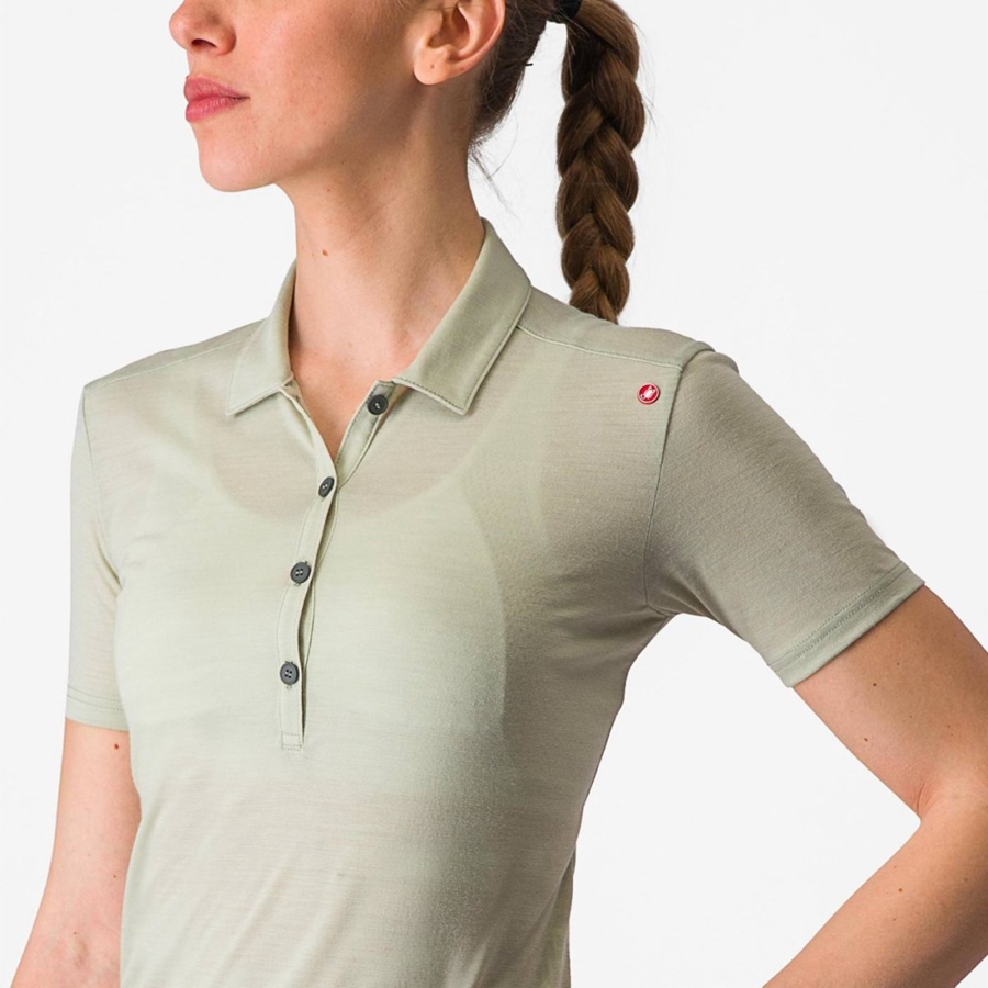 Casual Castelli MERINO W POLO Mujer Verdes | 240591-NOC