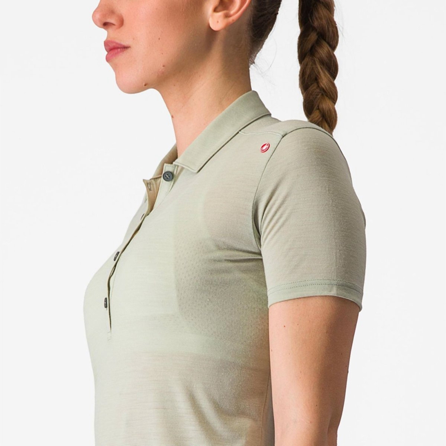 Casual Castelli MERINO W POLO Mujer Verdes | 240591-NOC