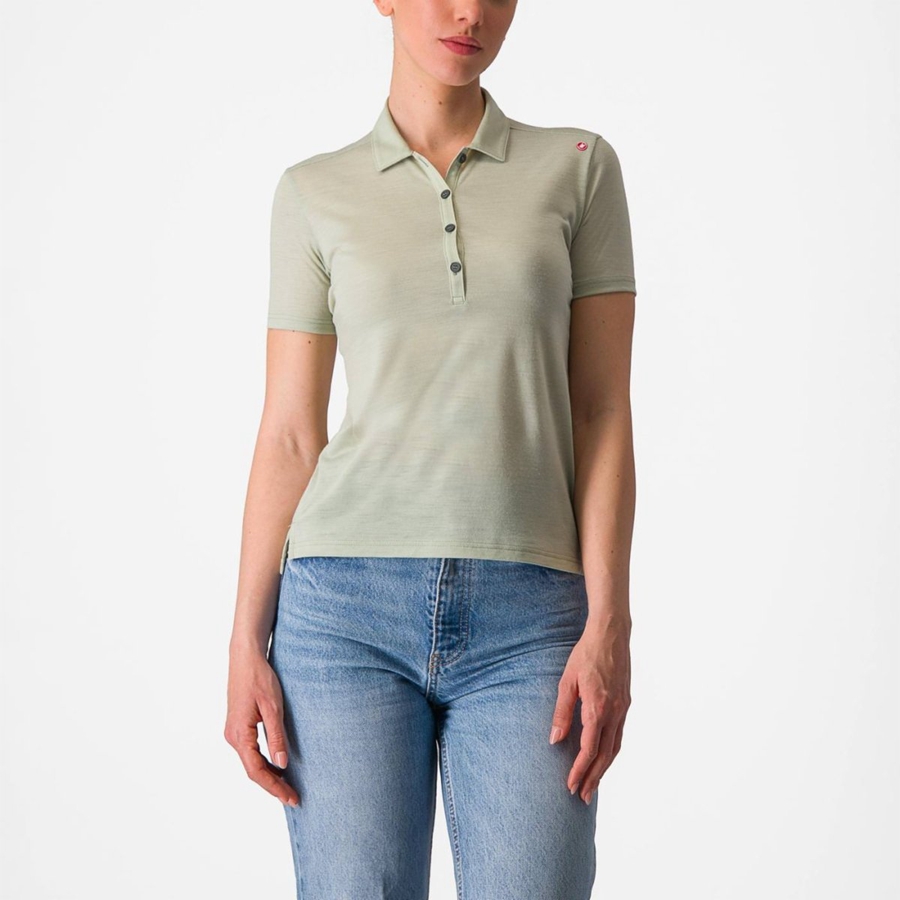 Casual Castelli MERINO W POLO Mujer Verdes | 240591-NOC