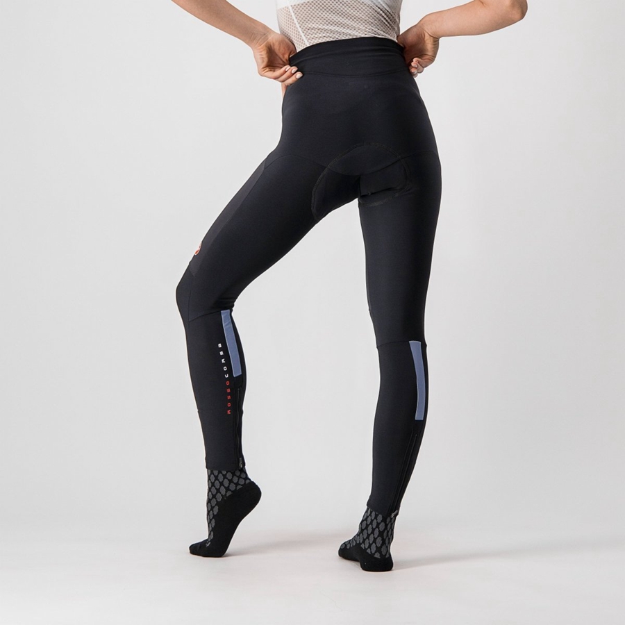 Leggins Castelli SORPASSO RoS W Mujer Negros Plateados | 057132-RDE