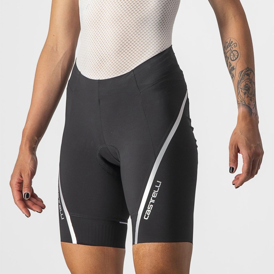 Short Castelli VELOCISSIMA 3 Mujer Negros Plateados | 657402-JEL