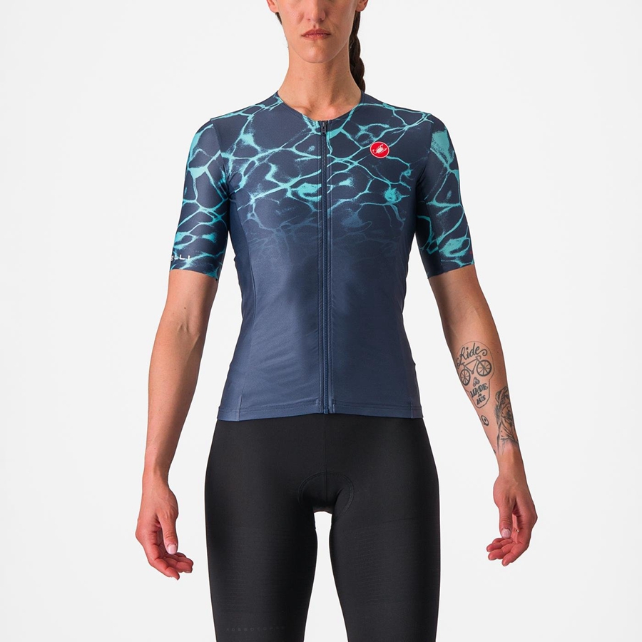 Trajes Castelli FREE SPEED 2 W RACE TOP Mujer Azules Turquesa Claro | 783502-WPS